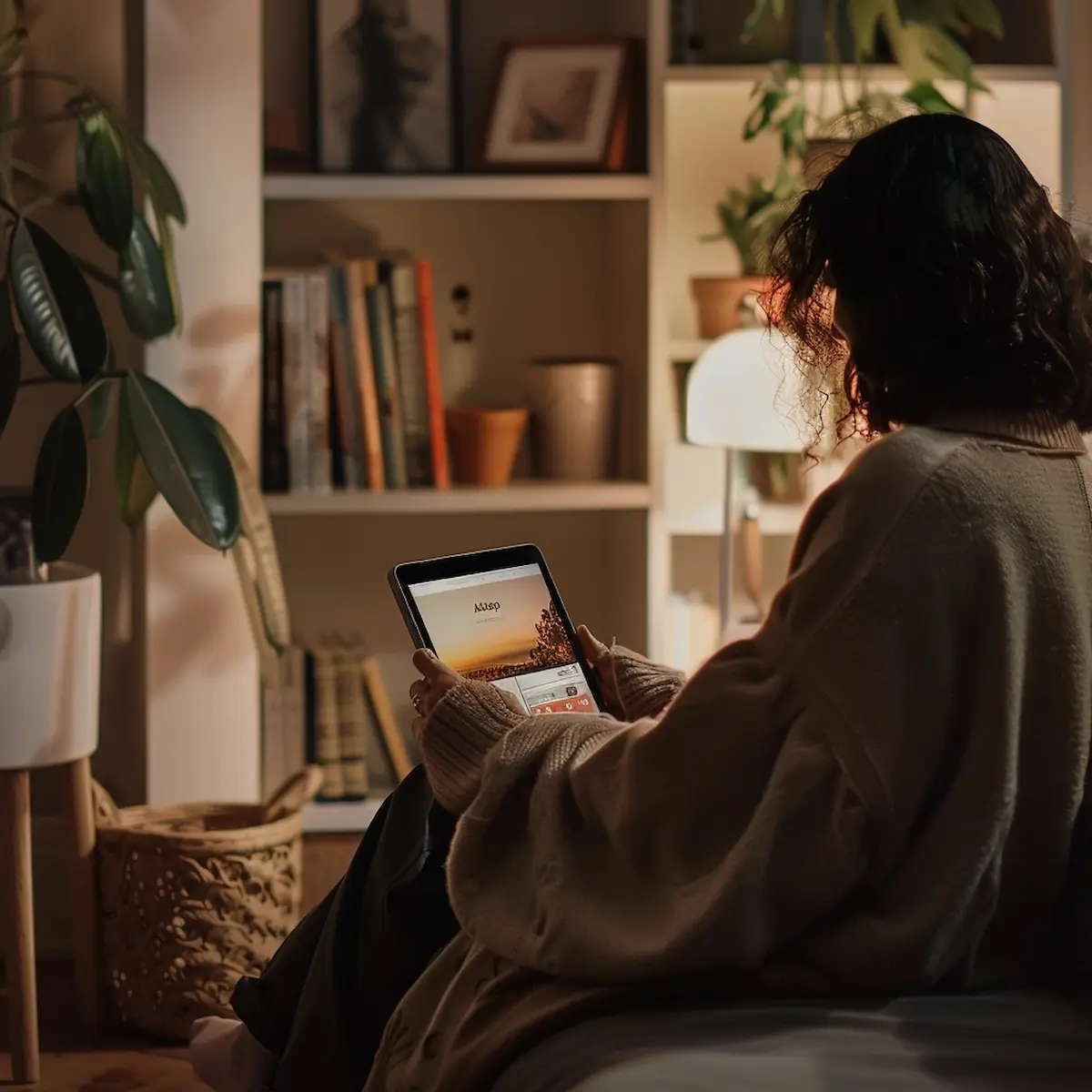 aliexpress-app-tablet-cozy-living-room-1-1.jpg AliExpress App, person using tablet in cozy living room