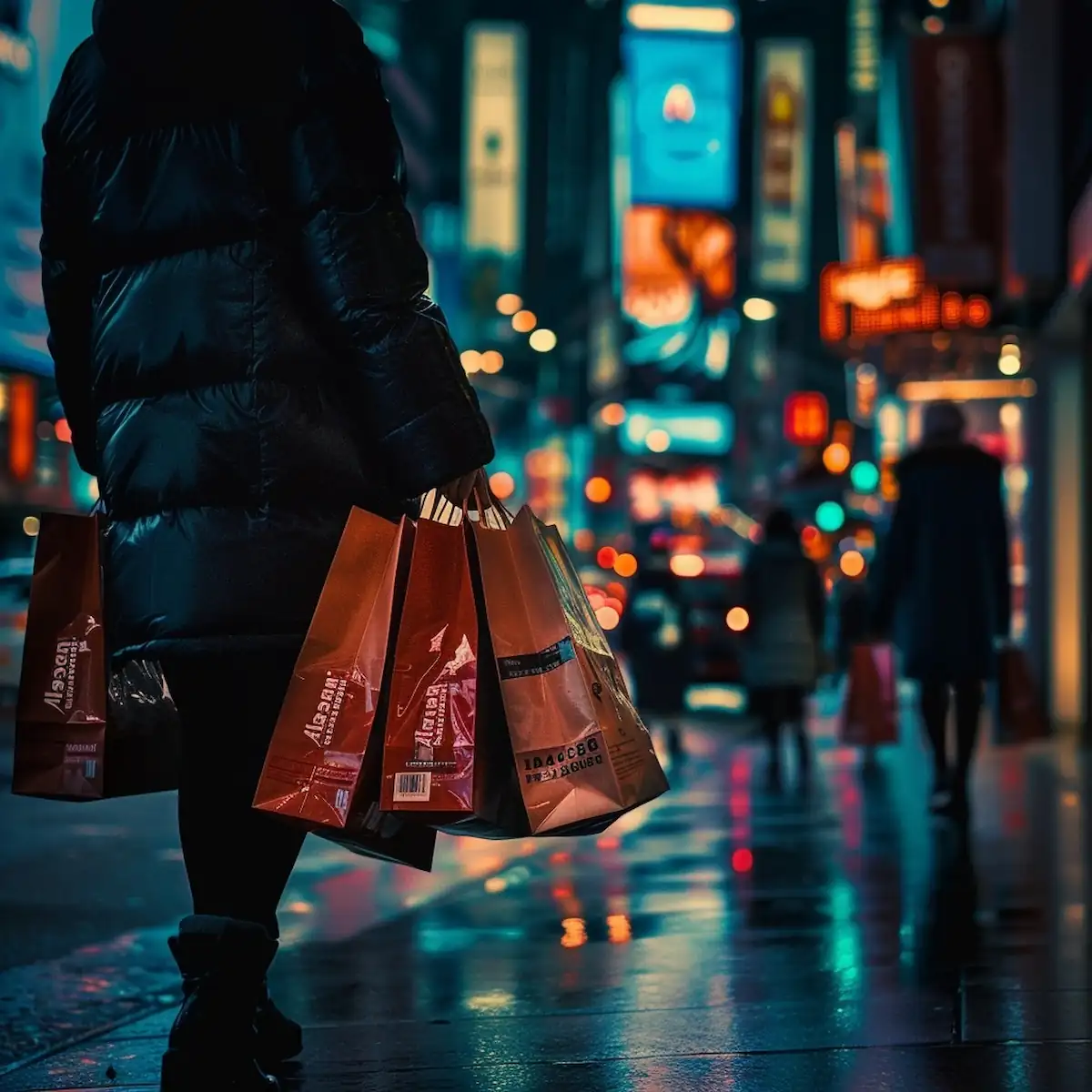 aliexpress-black-friday-shopping-bags-1-1.jpg AliExpress Black Friday, hands holding shopping bags in bustling city