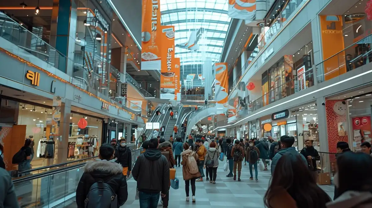 aliexpress-choice-day-shopping-mall-16-9.jpg AliExpress Choice Day, shoppers in decorated mall with deals
