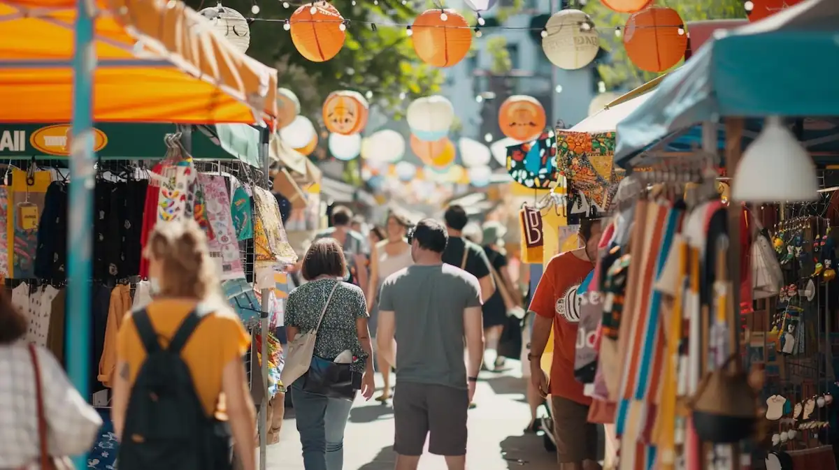 aliexpress-summer-sale-market-16-9.jpg AliExpress Summer Sale, outdoor market with festive decorations and shoppers