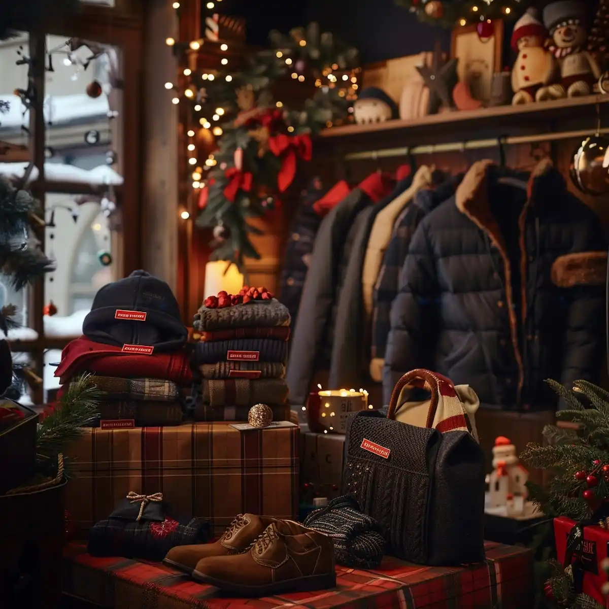 aliexpress-winter-sale-clothing-display-1-1.jpg AliExpress Winter Sale, display of winter clothing with holiday decorations