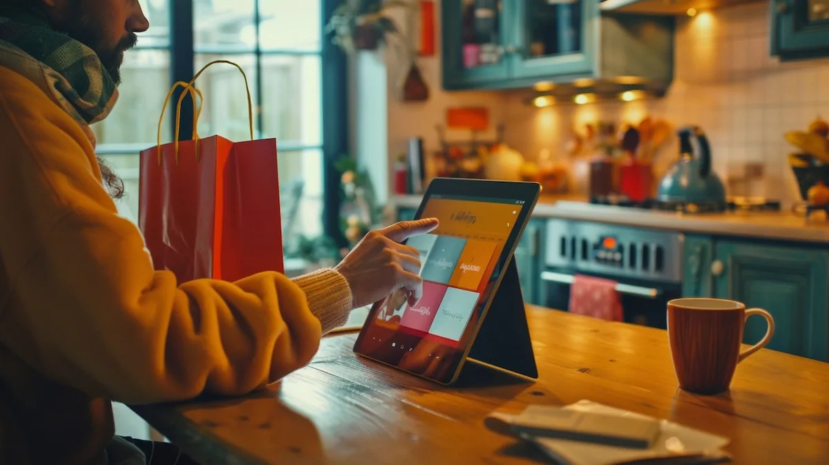 aliexpress-price-comparison-tablet-16-9.jpg AliExpress price, person comparing prices on tablet at kitchen table
