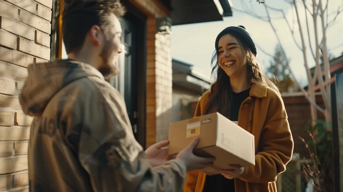 is-aliexpress-legit-delivery-16-9.jpg Is AliExpress legit, satisfied customer receiving package at doorstep