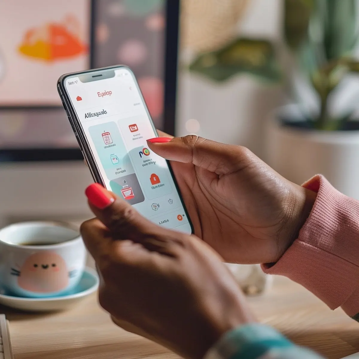 aliexpress-app-navigation-hand-1-1 AliExpress app navigation, hand swiping through app on smartphone