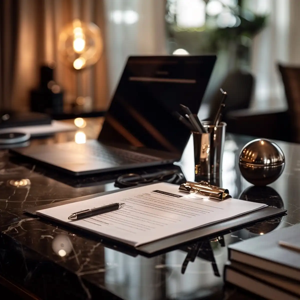 privacy-policy-elegant-workspace Privacy Policy, secure privacy document on luxury desk